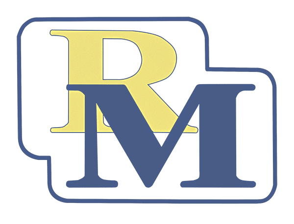 Lettere "R" gialla e "M" blu sovrapposte.